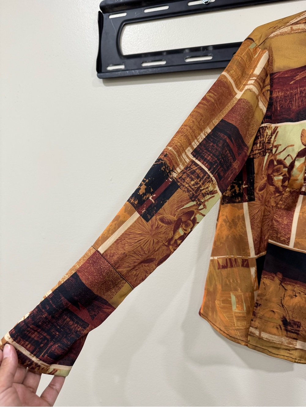 Topshop Multi-Color Patchwork Button-Up Blouse Jacket - Picture 3 of 3